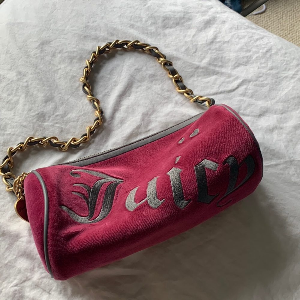 Velvet Magenta/Grey Juicy Couture Shoulder Bag - like new!